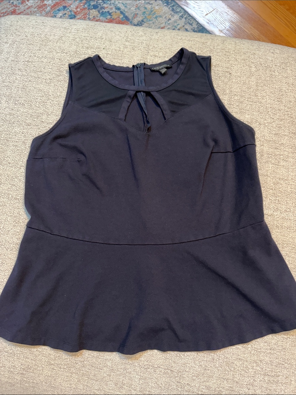 Lane Bryant Navy Keyhole Tie Peplum Camisole
